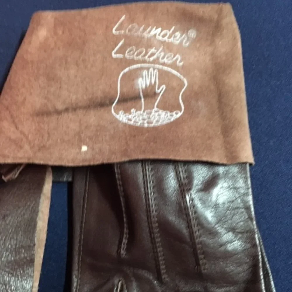 Vintage Dark Brown Leather Thin Dressy Gloves XS 6.5 Petite